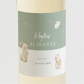Etiquette de bouteille baptême tendre scène