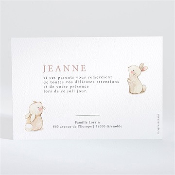 Remerciement baptême tendre scène - Dos de la carte