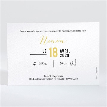 Faire-part naissance animaux graphiques - Dos du faire-part