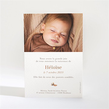 Faire-part naissance automne - Dos du faire-part