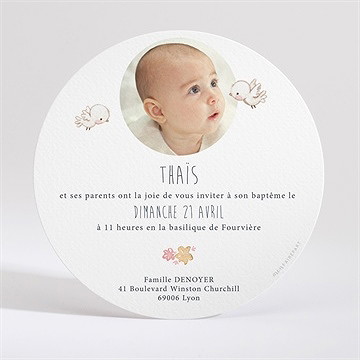 Faire-part de baptême enfant bercé de tendresse - Dos du faire-part