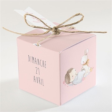 Boîte de dragées baptême enfant bercé de tendresse - Dos de la boîte