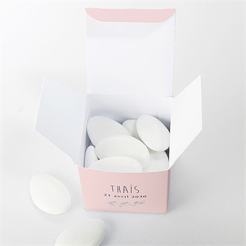 Boîte de dragées baptême enfant bercé de tendresse - Intérieur de la boîte