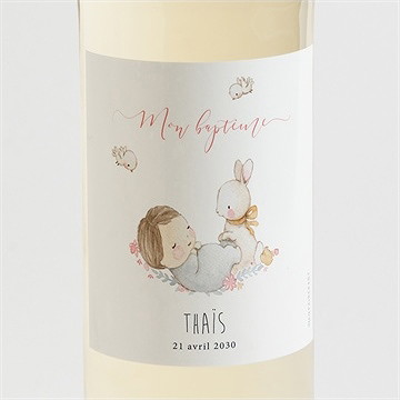 Etiquette de bouteille baptême enfant bercé de tendresse