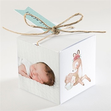 Boîte de dragées baptême tendre faon ! - Dos de la boîte