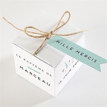 Boîte de dragées baptême tendre faon ! - Dessus de la boîte