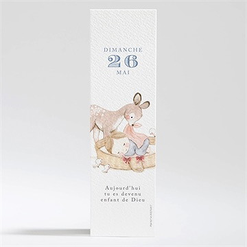 Signet baptême illustration animaux - Dos du signet