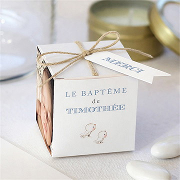 Boîte de dragées baptême illustration animaux