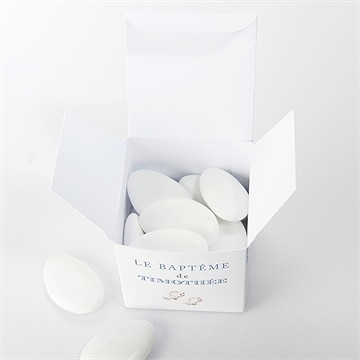 Boîte de dragées baptême illustration animaux - Intérieur de la boîte