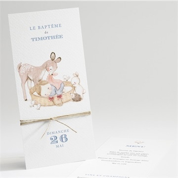 Menu baptême illustration animaux