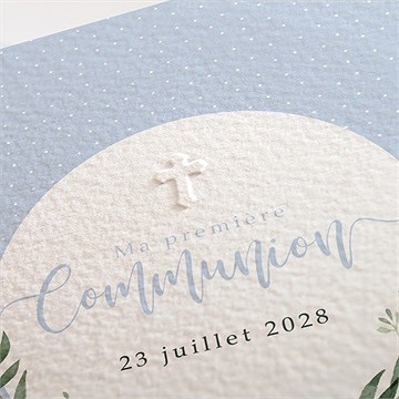 Faire-part communion doux flocons - Détail du faire-part