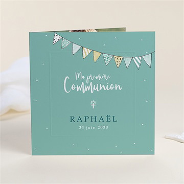 Faire-part communion ma cérémonie vert menthe