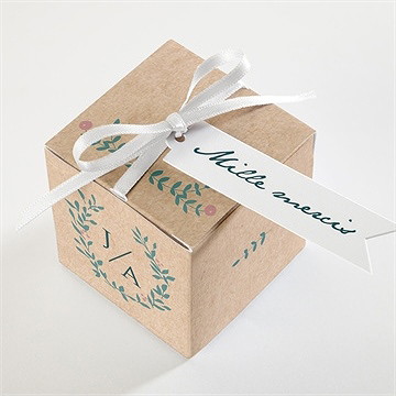 Boîte de dragées mariage kraft naturel - Dessus de la boîte