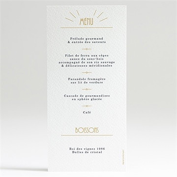 Menu mariage art déco - Dos du menu
