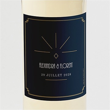 Etiquette de bouteille mariage art déco