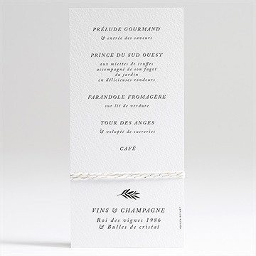 Menu mariage gravure secrète - Dos du menu