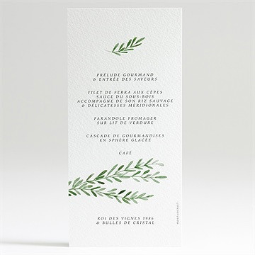 Menu mariage branche d'amour - Dos du menu