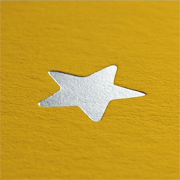 Faire-part naissance moutarde en rond - Marquage à chaud ARGENT