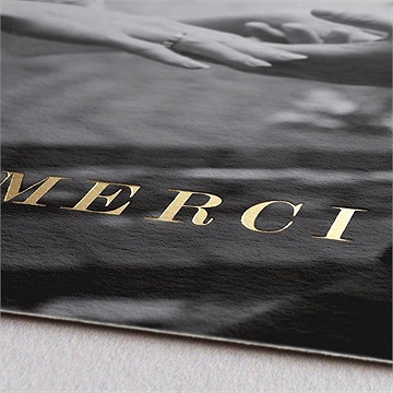 Remerciement mariage dorure sur photo - Marquage à chaud OR