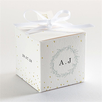 Boîte de dragées mariage notre horizon - Dos de la boîte