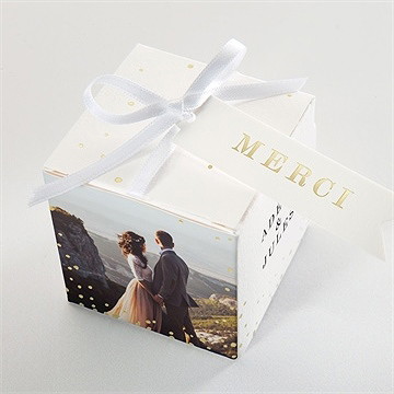 Boîte de dragées mariage notre horizon - Dessus de la boîte