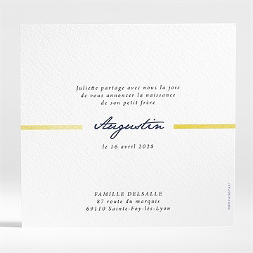 Faire-part naissance rayures chics - Dos du faire-part