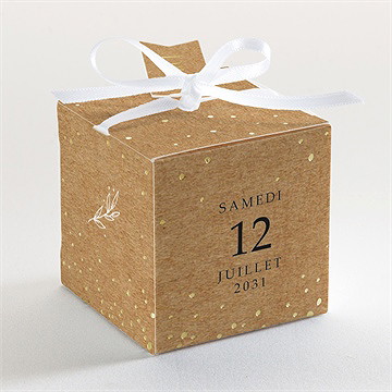 Boîte de dragées mariage kraft champêtre - Dos de la boîte