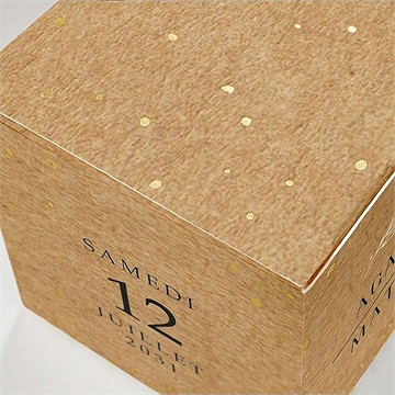 Boîte de dragées mariage kraft champêtre - Détail de la boîte