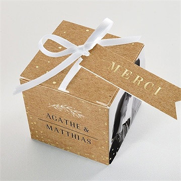 Boîte de dragées mariage kraft champêtre - Dessus de la boîte