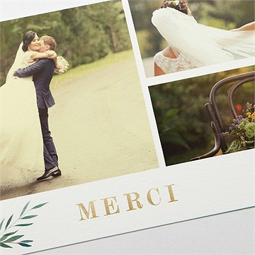 Remerciement mariage douceur du pinceau dorure - Détail de la carte