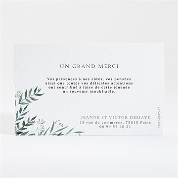 Remerciement mariage douceur du pinceau dorure - Dos de la carte