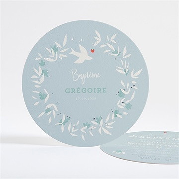 Faire-part de baptême colombe en folie