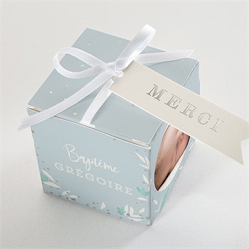 Boîte de dragées baptême colombe en folie - Dessus de la boîte