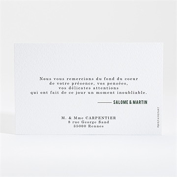 Remerciement mariage merci pour tout - Dos de la carte