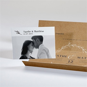 Faire-part mariage kraft champêtre - Intérieur du faire-part