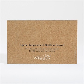 Carton d'invitation mariage kraft champêtre - Dos du carton