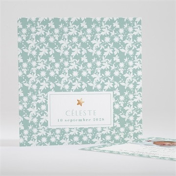 Faire-part naissance feuilles et étoiles