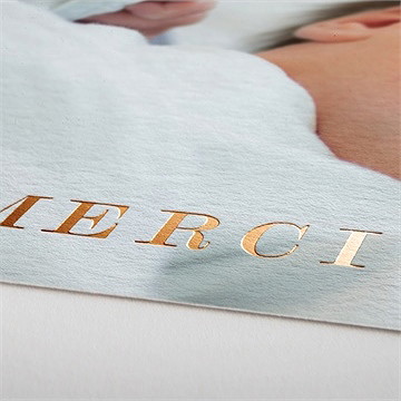 Remerciement naissance feuilles et étoiles - Marquage à chaud CUIVRE