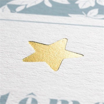 Faire-part de baptême gravure végétale - Marquage à chaud OR