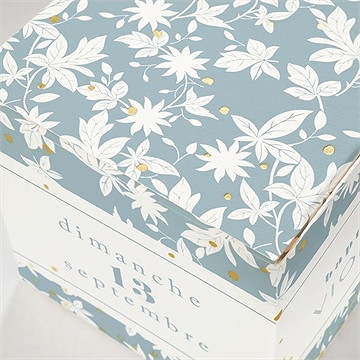 Boîte de dragées baptême gravure végétale - Marquage à chaud OR