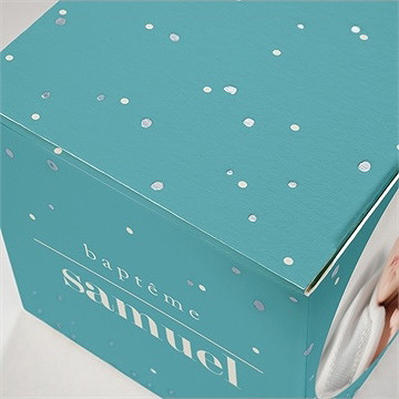 Boîte de dragées baptême motifs étoilés - Marquage à chaud ARGENT