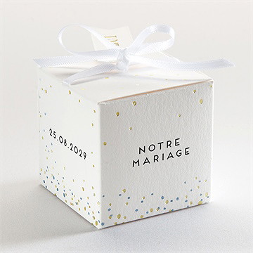 Boîte de dragées mariage notre bulle - Dos de la boîte