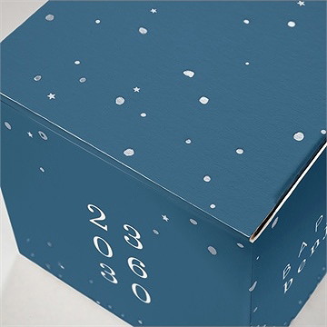 Boîte de dragées baptême portrait étoilé - Marquage à chaud ARGENT