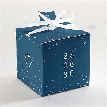 Boîte de dragées baptême portrait étoilé - Dos de la boîte