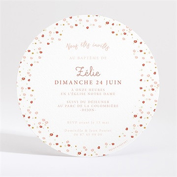 Faire-part de baptême tourbillon doré - Dos du faire-part