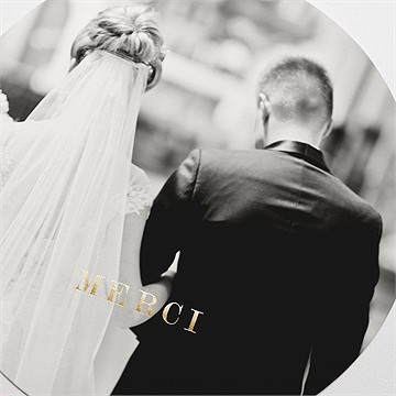 Remerciement mariage douce harmonie dorure - Détail de la carte