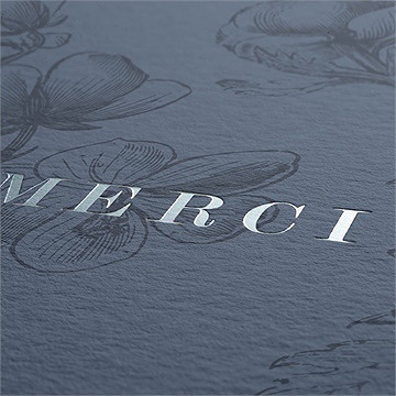 Remerciement mariage dorure sur gravure - Marquage à chaud ARGENT