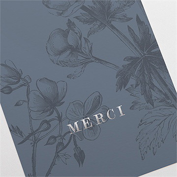 Remerciement mariage dorure sur gravure - Détail de la carte