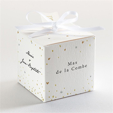 Boîte de dragées mariage nos 2 petits mariés dorure - Dos de la boîte