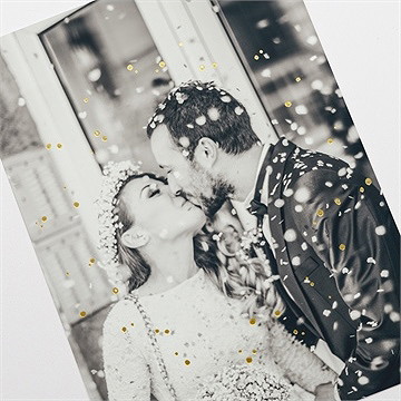 Remerciement mariage nos 2 petits mariés dorure - Détail de la carte